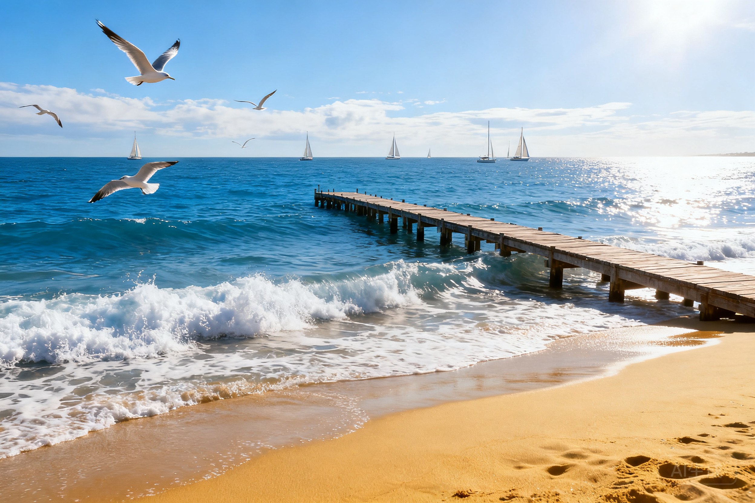 Summer Seaside with Sunshine and Sea Breeze
