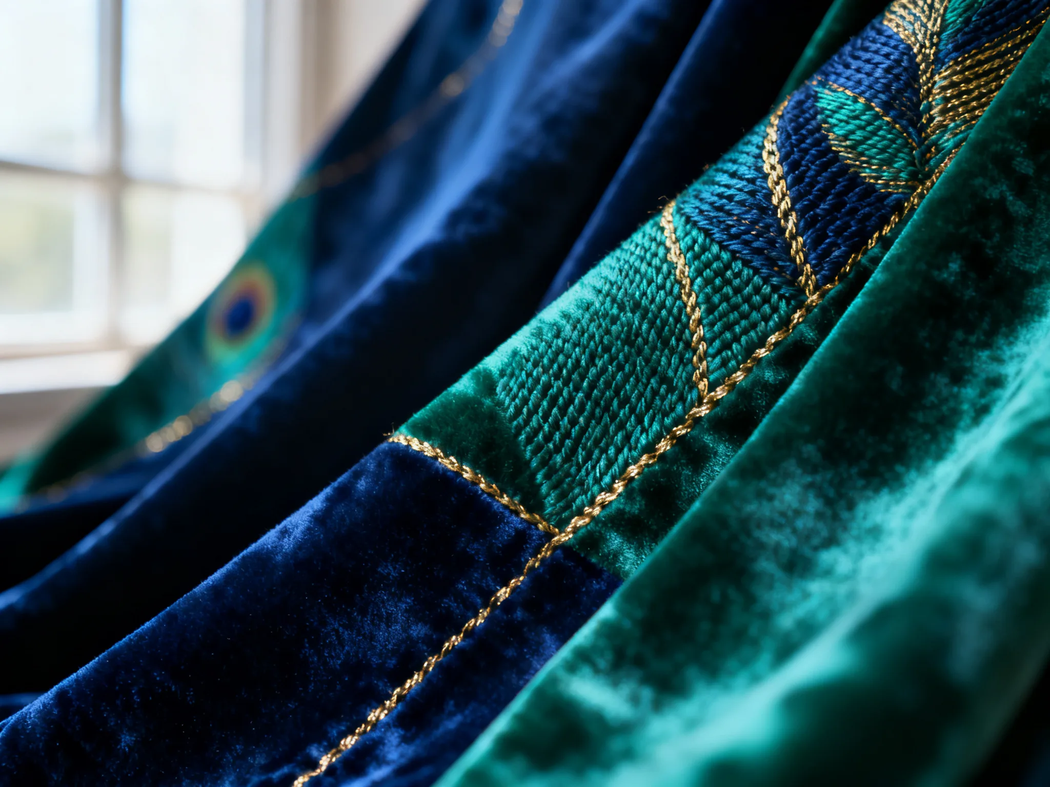 Indigo Peacock Weave: A Silent Poem of Fabric Layers