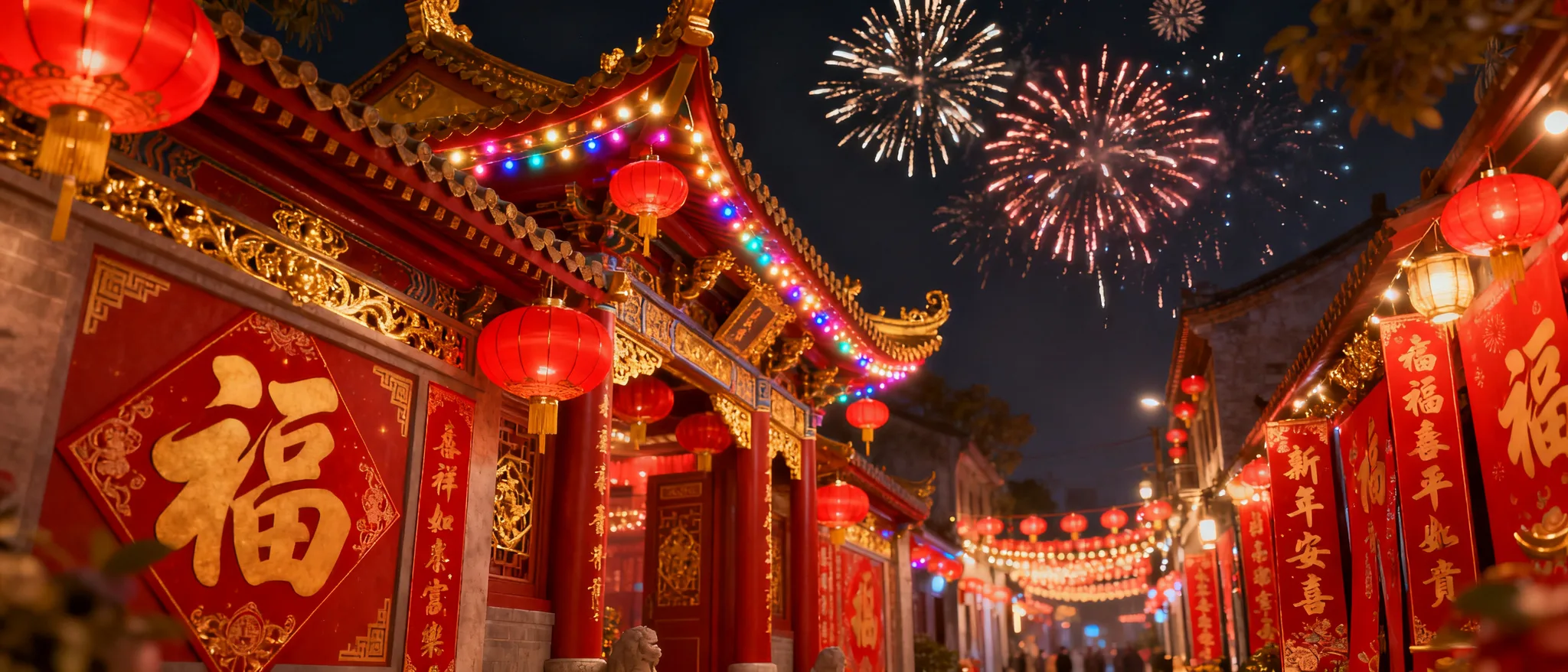 Lanterns and Decorations Welcoming the New Year