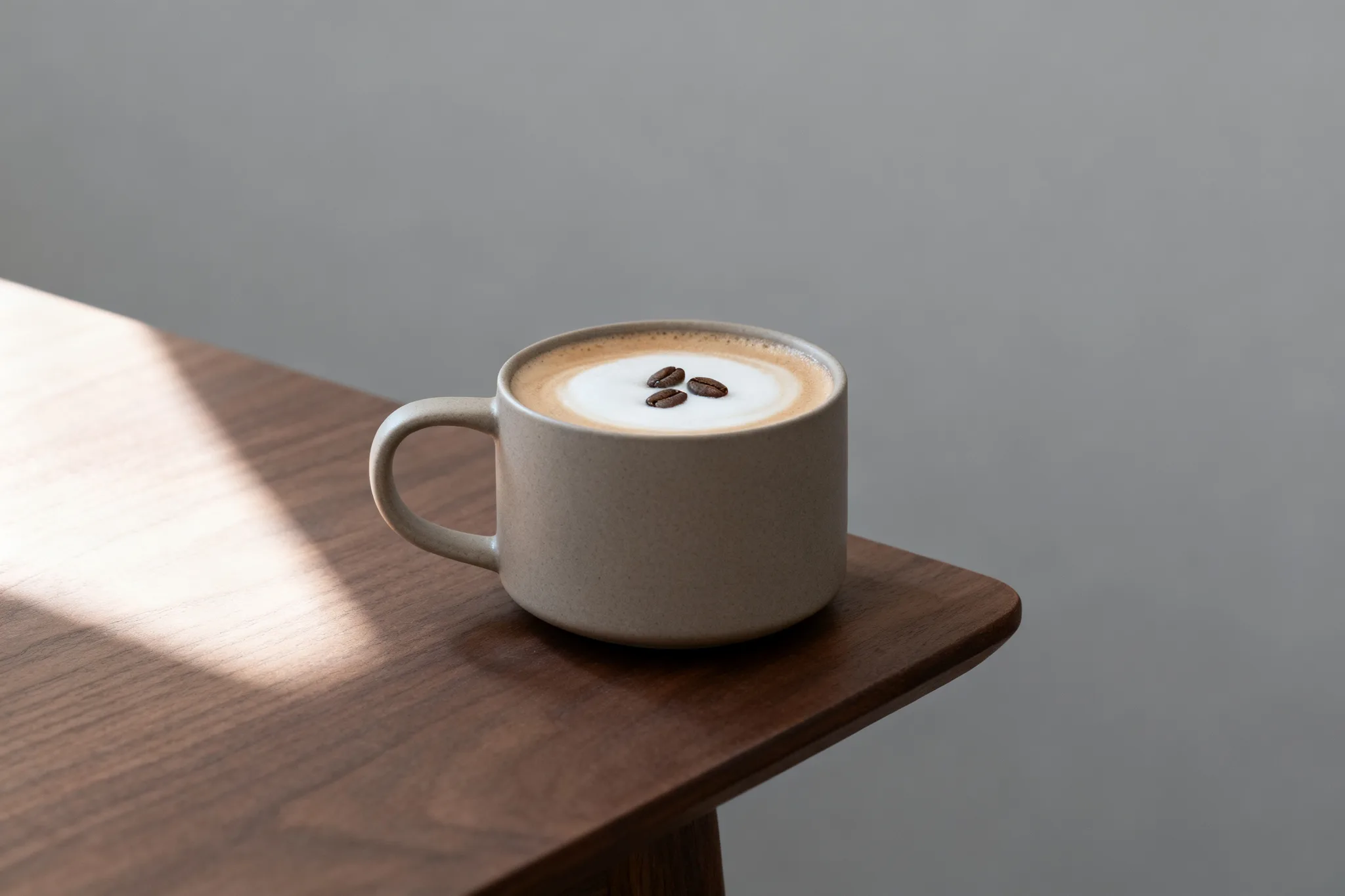 Minimalist Coffee Moment in Misty Gray and Oatmeal