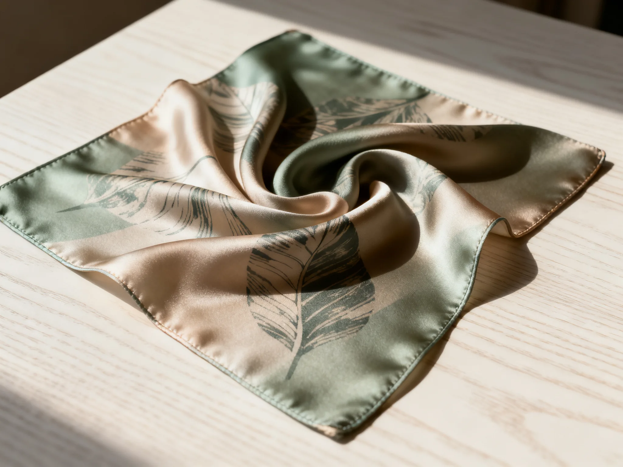 Luxurious Silk Square Scarf, Smooth Texture with Elegant Print