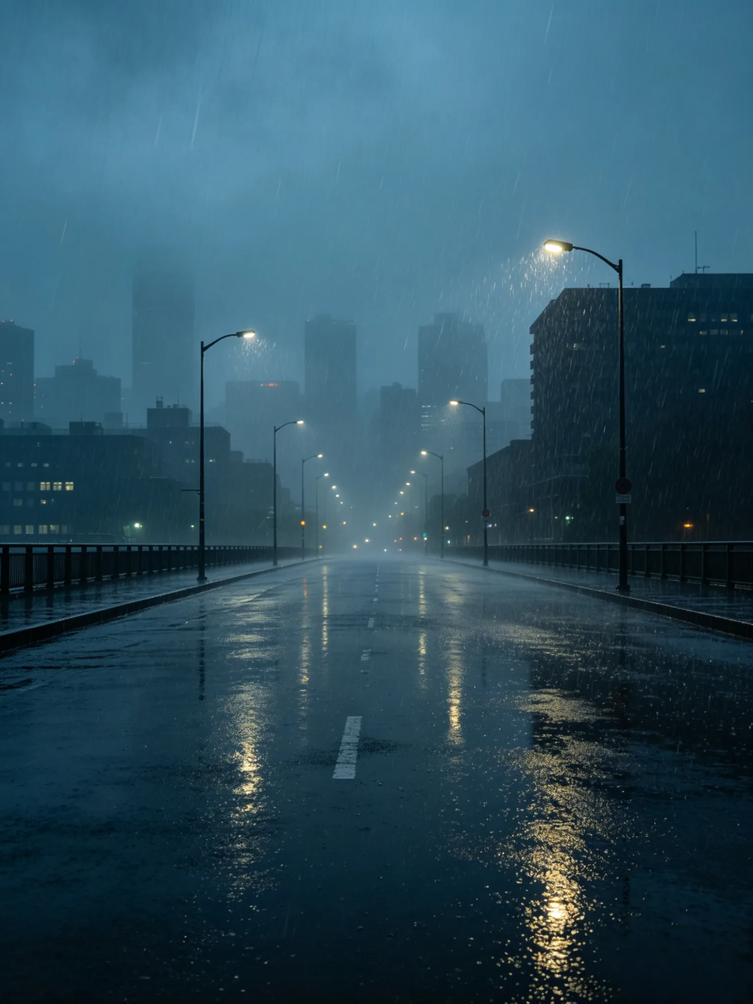 Lonely Lamp in the Rain